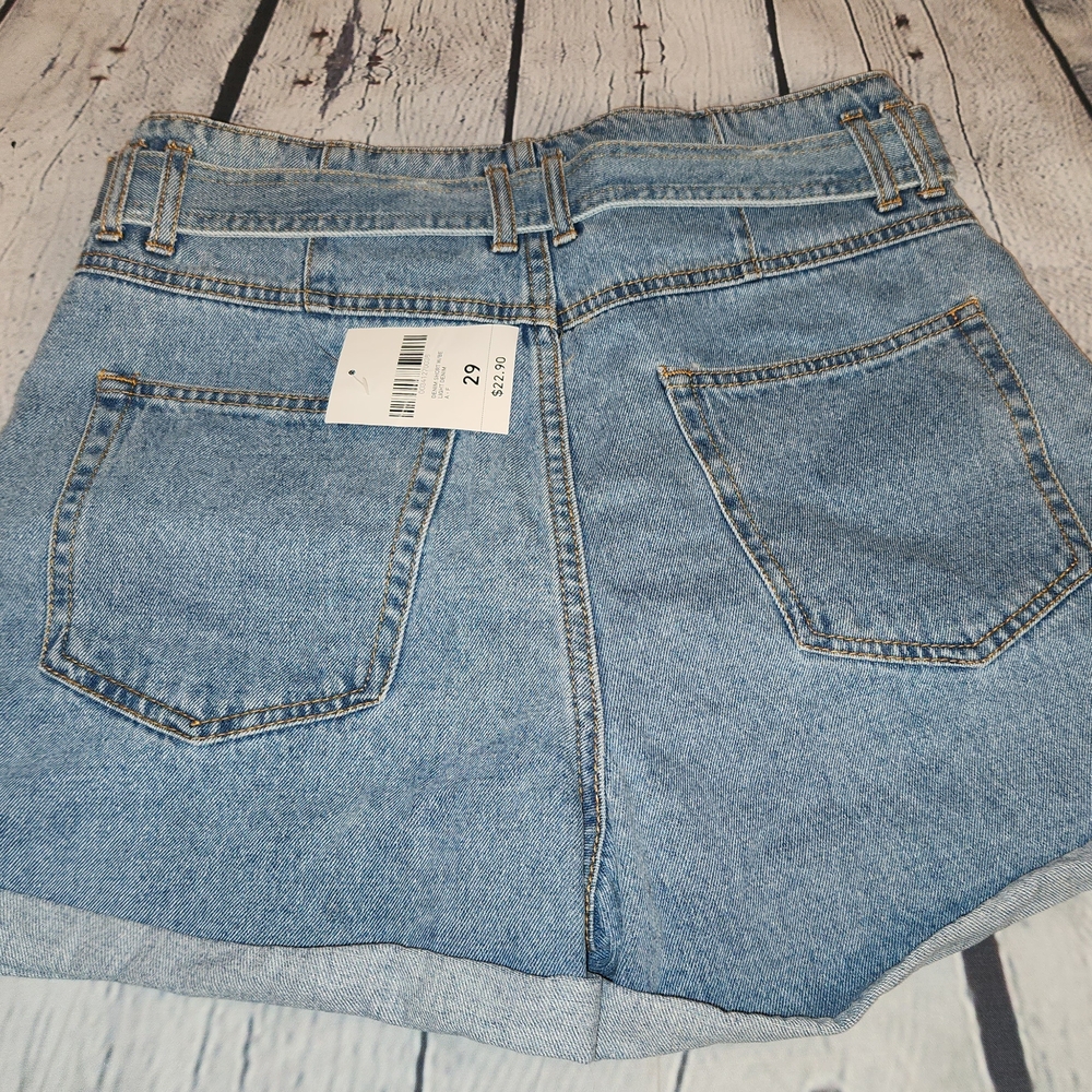 Forever 21 Light Blue Tie-Front Jean Shorts Sz 29 - Picture 4 of 6